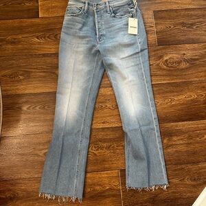 MOTHER Light Blue Frayed Hem Jeans